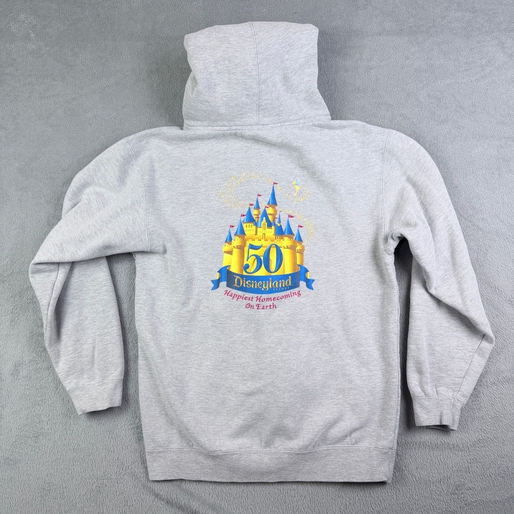 Disneyland Resort 50th Anniversary Gray Full Zip Hoodie Small Homecoming Castle